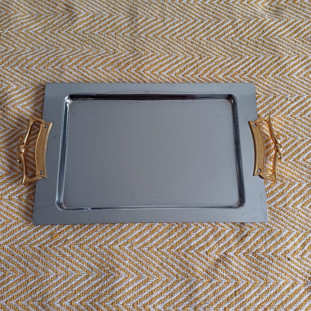 Vintage Kromex Chrome Metal Rectangle Serving Tray